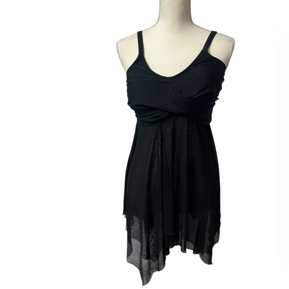 KATE KASIN flowy black sheer twist front long modest tankini swim top sz M NWT - Picture 2 of 8